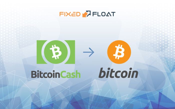 Intercambiar Bitcoin Cash a Bitcoin 